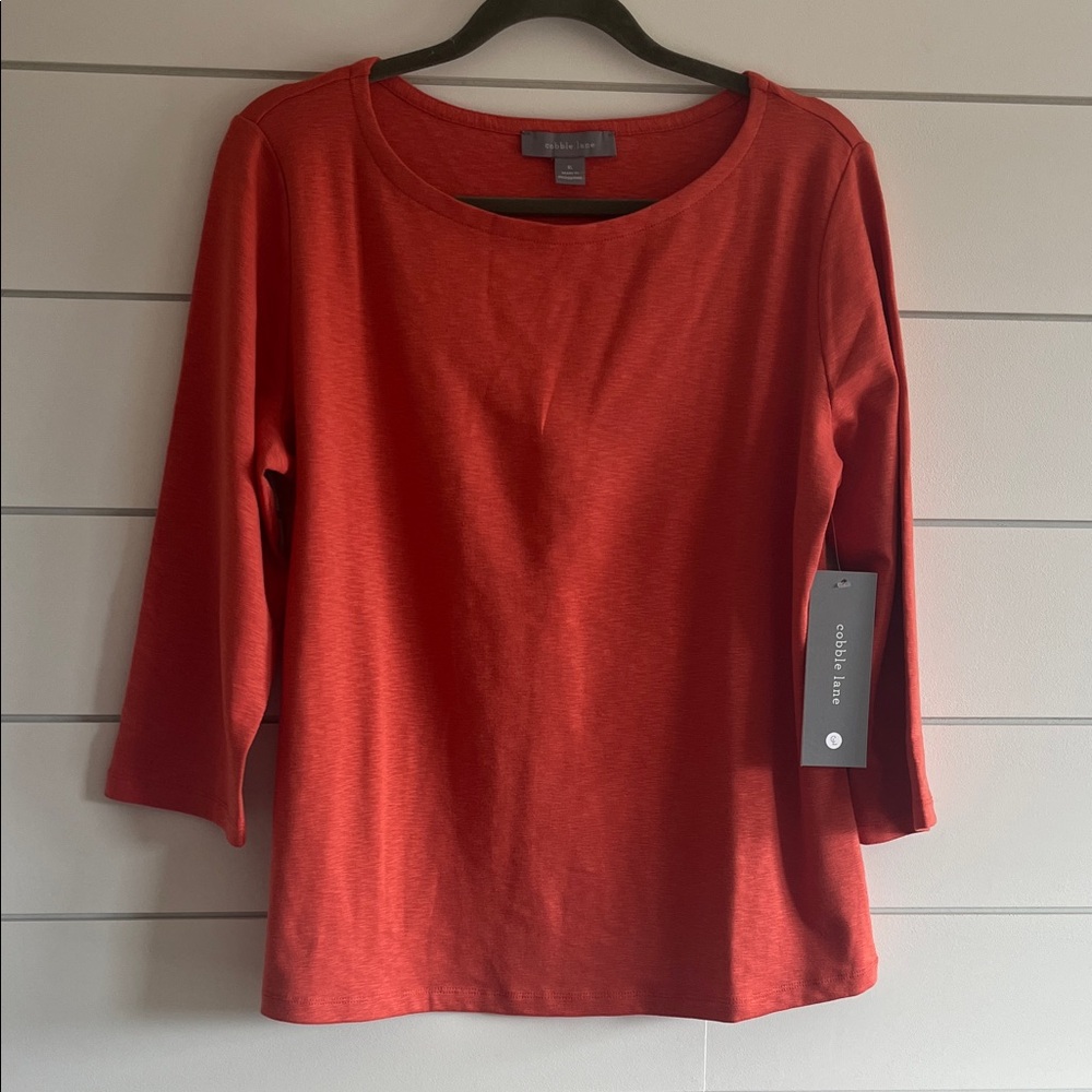 Cobble Lane Orange Cotton Modal Top